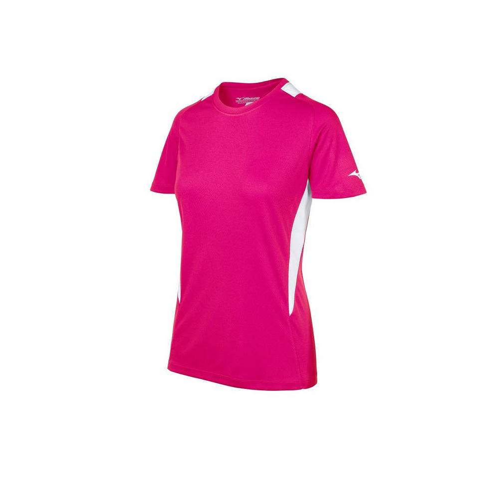 Mizuno Crew Neck - Bayan Forma - Pembe/Beyaz Türkiye (LRZXTQ-473)